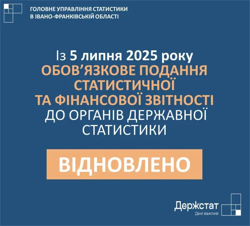 Із 5 липня 2025 року подання статистичної та фінансової звітності знову є обов’язковим
